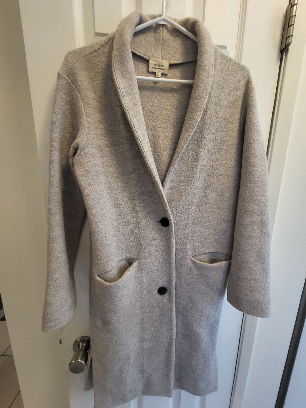 Wilfred Light Gray Shawl Collar Single-Breasted Coat